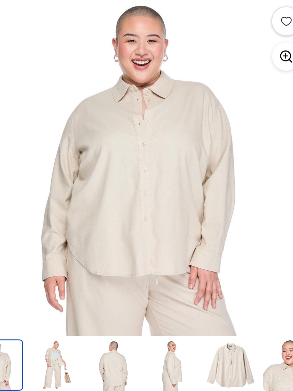 Lane Bryant Women’s Plus Linen-Blend Button-Up Shirt NWT